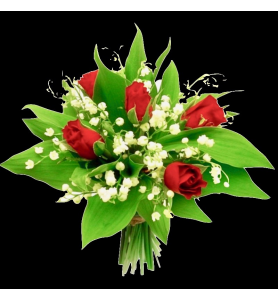 Bouquet  muguet et rose rouge