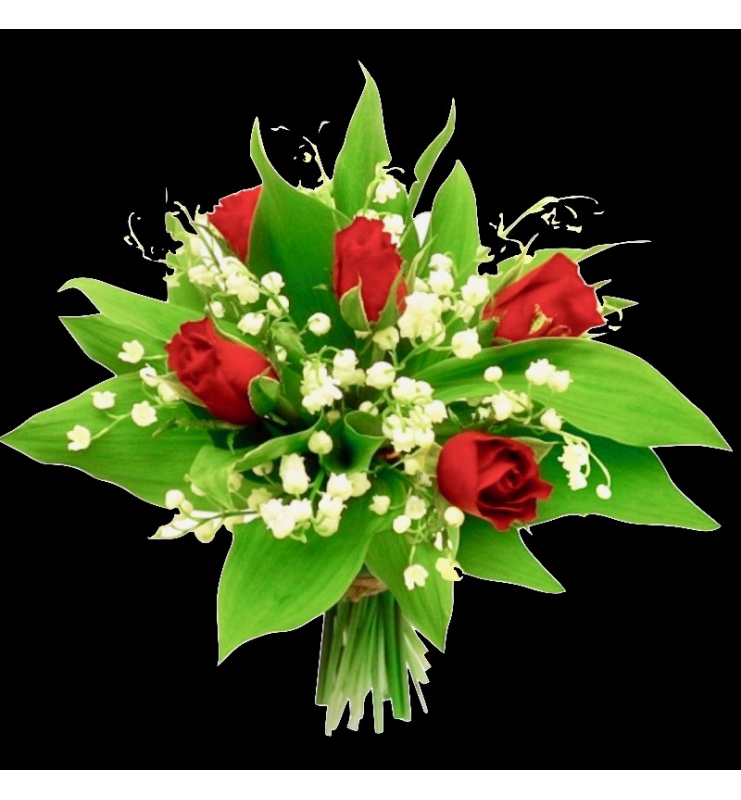 Bouquet muguet et rose rouge